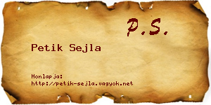 Petik Sejla névjegykártya